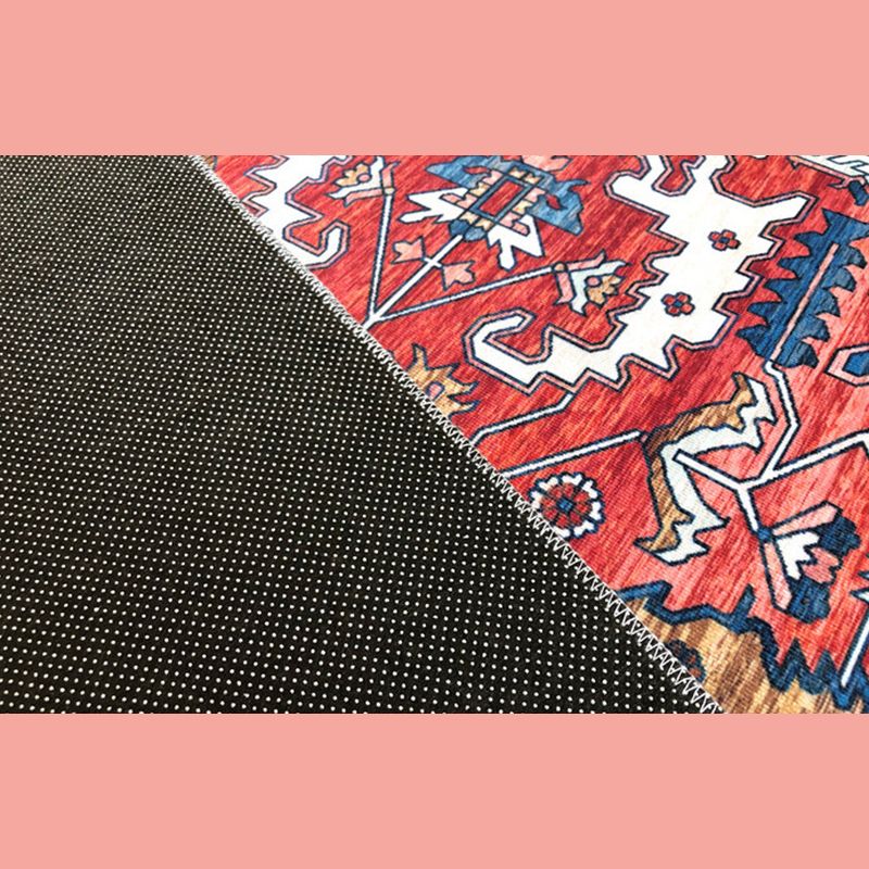 Beige Living Room Area Carpet Americana Pattern Rug Polyester Anti-Slip Backing Rug