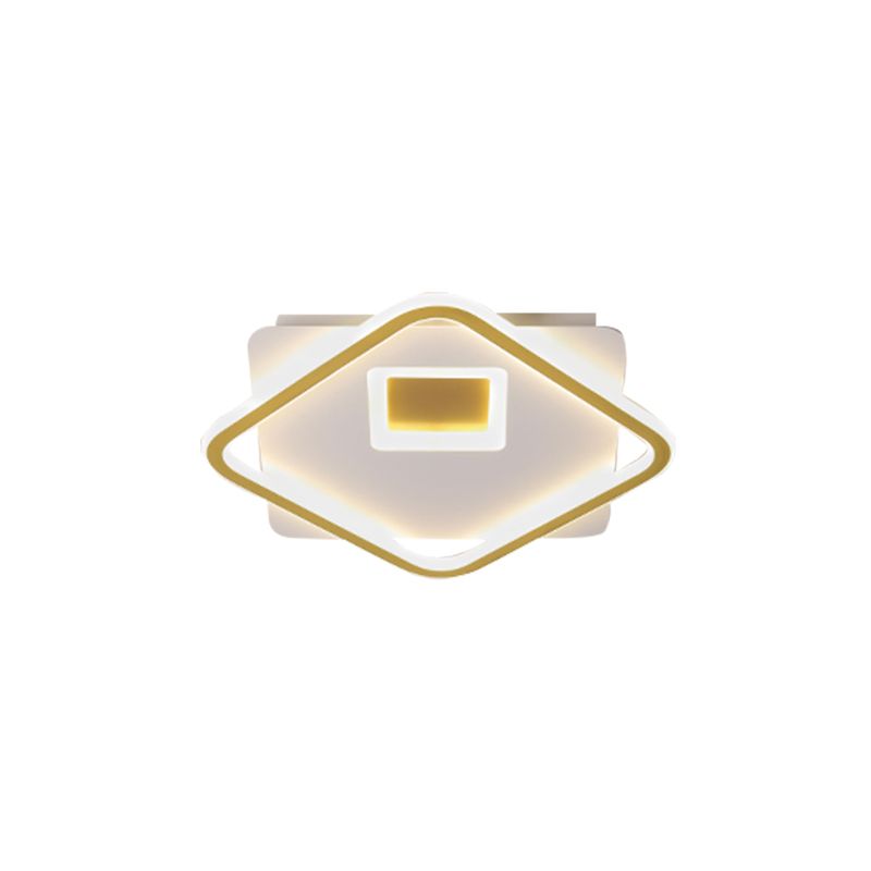 Simple Squared Flush Light Fixture Acrylic LED Bedroom Ceiling Lighting in Gold, 16.5"/20.5" W