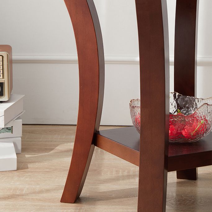 Traditional Round Wood Top Side Table 23.6"tall 4 Legs End Table with Shelf
