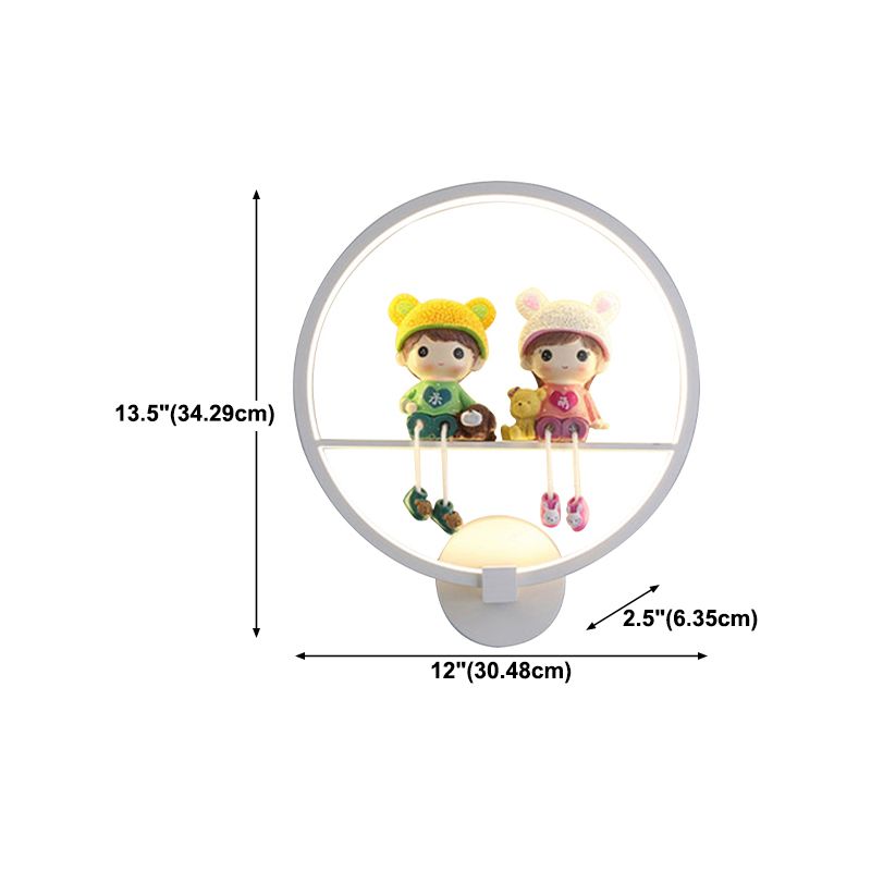 Modern Simple Metal Wall Light Circle Shape Wall Lamp with Silica Gel Shade for Bedroom
