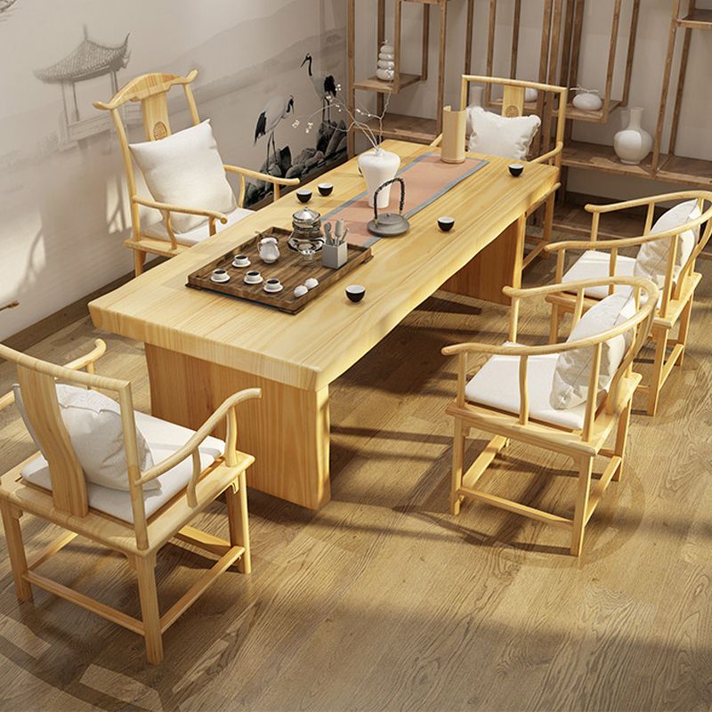 Glam Wooden Dining Table Rectangle Table with Wood Legs for Kitchen