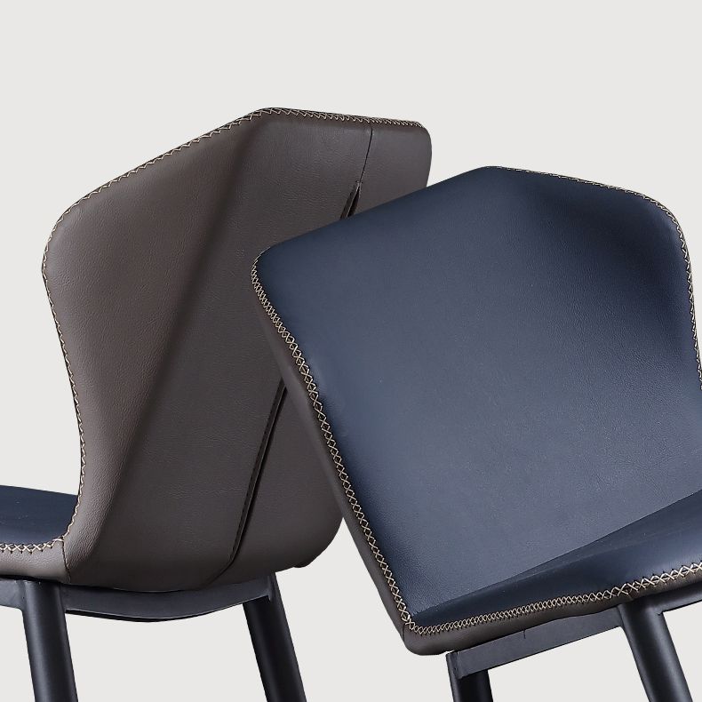 Silla industrial Wingback Parsons de cuero para comedor, sillas laterales sin brazos (juego de 4)