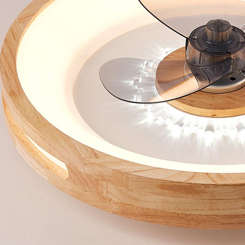 Nordische runde Deckenlüfter Lampe Naturholz Schlafzimmer LED SEMI Flush Mount Leuchte