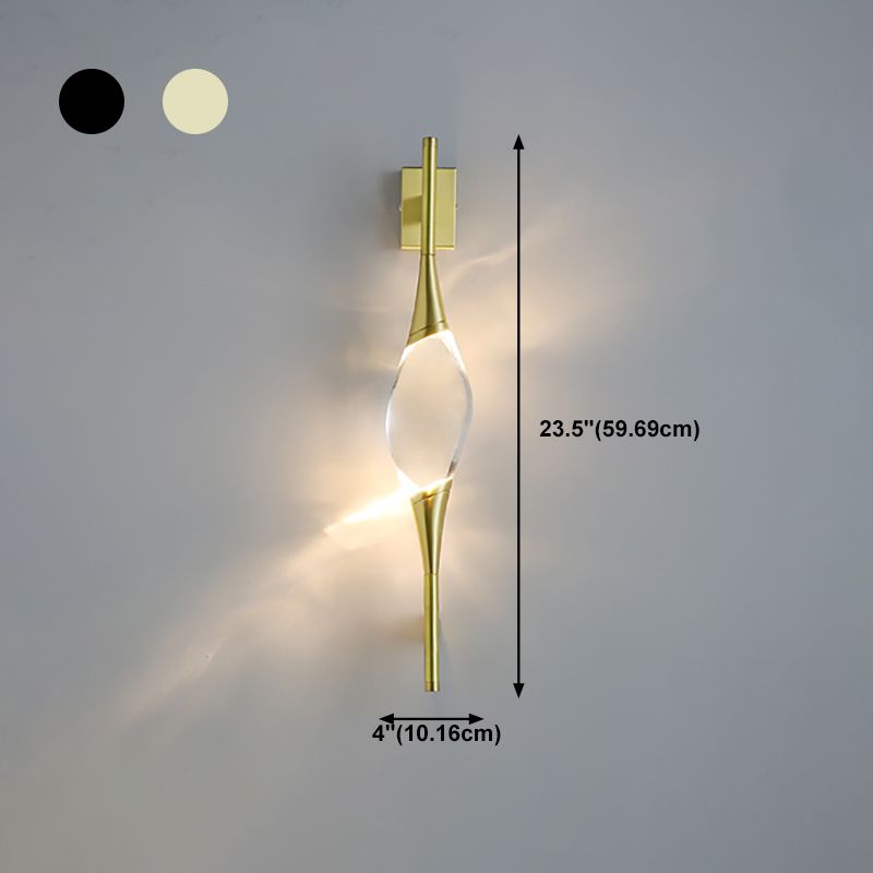 Modern Brass Wall Light Teardrop Shape Wall Sconce with Crystal for Living Room