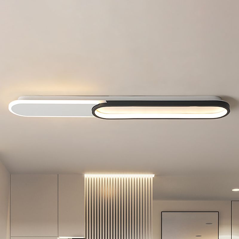 Rectangular Flush Lighting Modernist Acrylic Black Led Flush Mount Lamp Fixture in White/Warm Light, 16.5"/23.5"/31.5" Wide