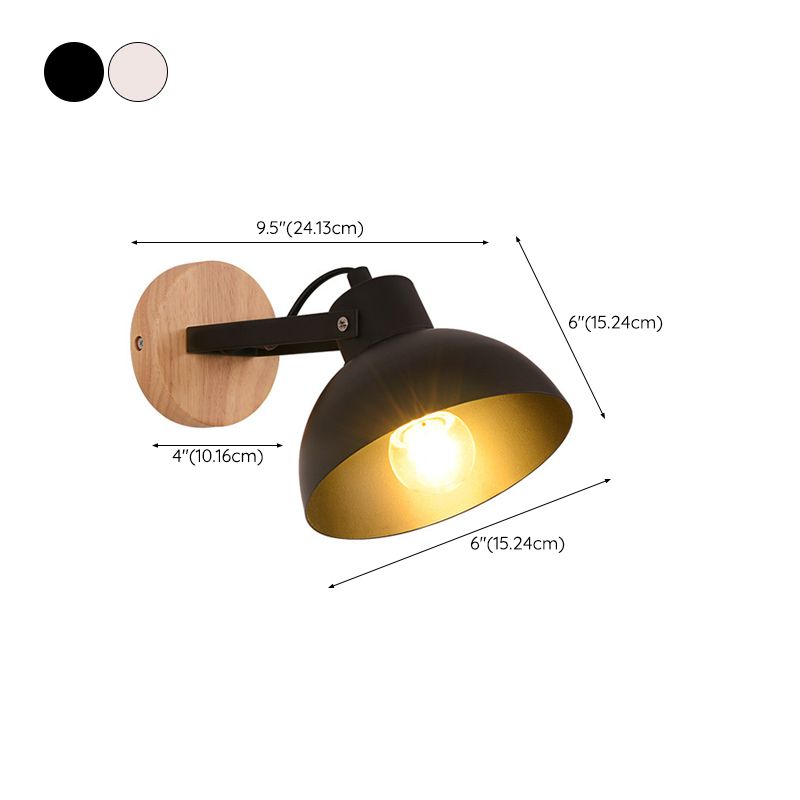 Dome Shape Wall Lighting Modern Style Metal 2 Lights Sconce Lamp in Black/White