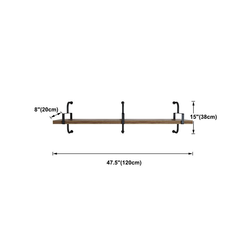 7.87" Wide Solid Wood Floating Shelf Industrial Wall Mounted Bookshelf