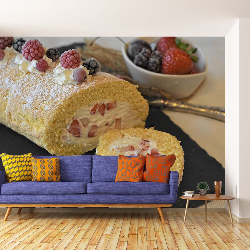 Different Desserts Cake Mural Wallpaper for Dessert Shop, Made to Measure