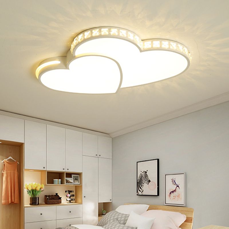 Heart Flush Light 1 Light Metal Modern Flush Mount Ceiling Light Fixtures for Bedroom
