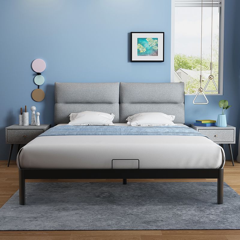 Contemporary Metal High Profile Bed Frame 39.37" H Panel Bed