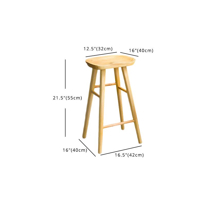 Modern Style Wood Saddle Seat Barstools Backless Stools with Wood Legs