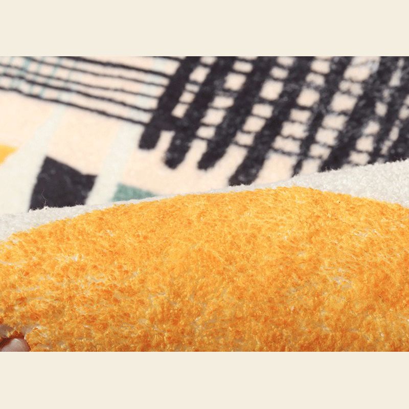 Apricot Tone Simplicity Indoor Rug Polyester Color Block Carpet Non-Slip Backing Rug for Bedroom