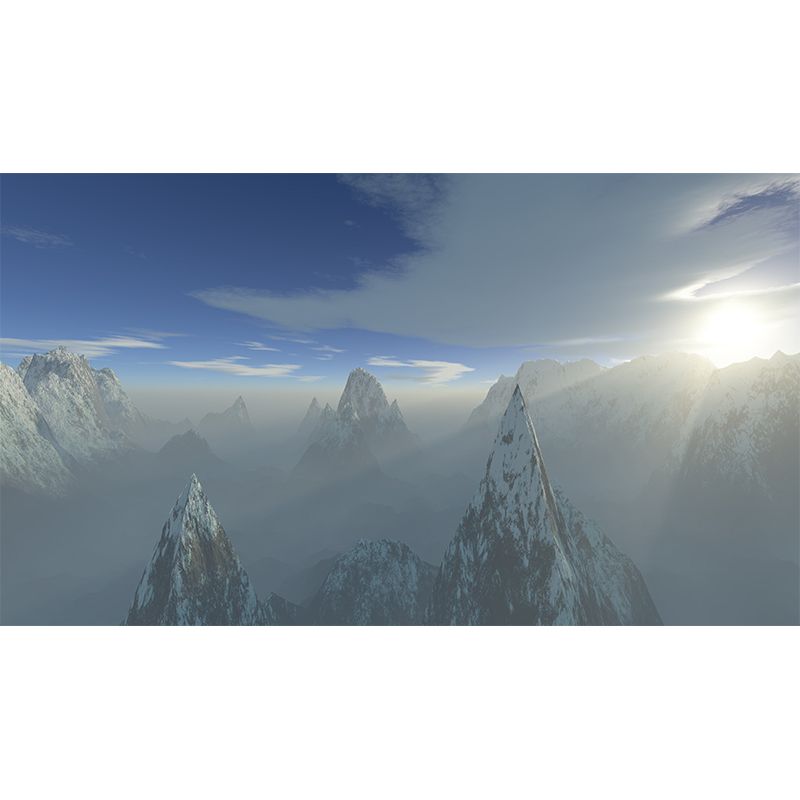 Washable Stain Resistant Mural Wallpaper Mountain Illustration Indoor Wall Mural