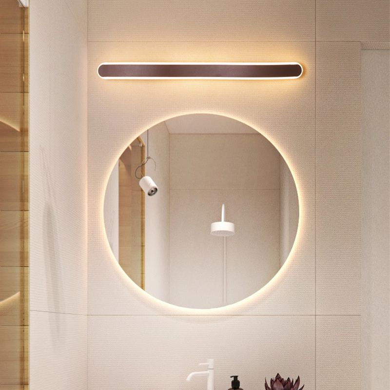 Metal Thin Vanity Wall Sconce Modern Style 1 Light Vanity Lighting Fixtures in Brown