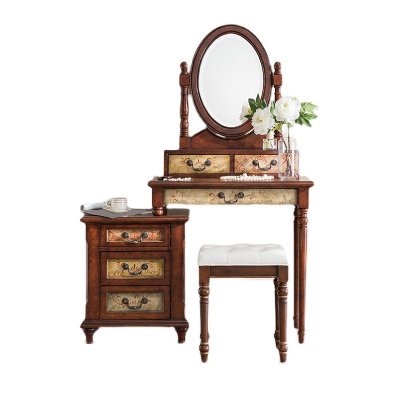 Victorian Makeup Vanity Table with Stool Dresser With Storage Drawers for Bedroom