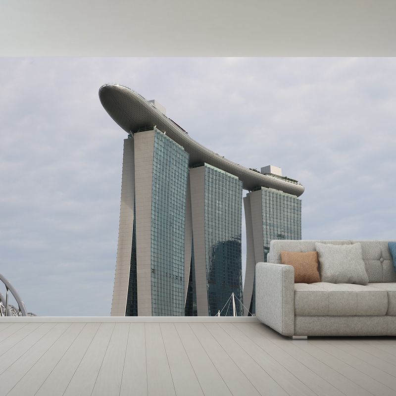 City Building Photo Mural for Office Meeting Room Decoration, Personalized Size Available