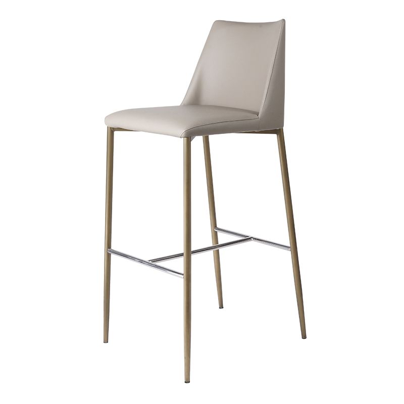 Modern Upholstered Low Back Faux Leather Bar Stools with Metal Base