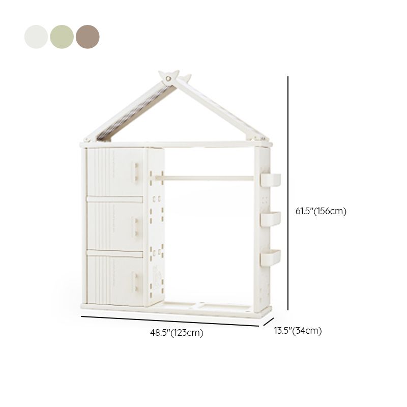 Modern Style Plastic Frame Wardrobe Freestanding Wardrobe with Shelves and Clothes Rail