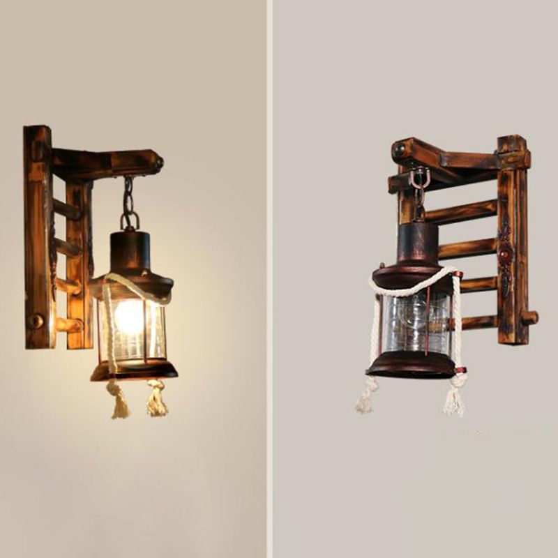 Retro -stijl muurlicht SCONCE met lampenkap 1 lichtglazen sconces