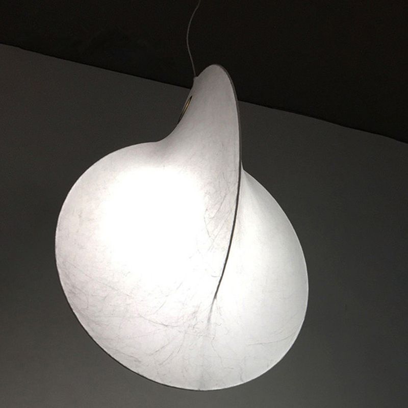 White 1-Light Nordic Designer Hanging Lamp Kit Geometric Silk Pendant for Study Room