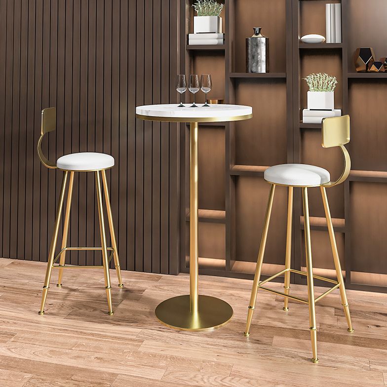 Modern Round Bar Table Set 1/3 Pcs Solid Wood Bar Table and Leather Upholstered Stools