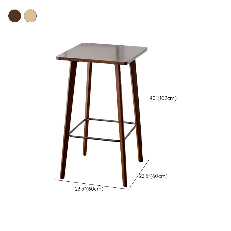 Modern Style Square Solid Wood Footrest Top Bar Dining Table for Home