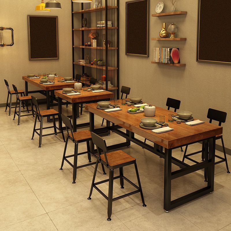 Industriële rechthoek eetkamer tafel dennen vaste houten tafel met schroefbasis