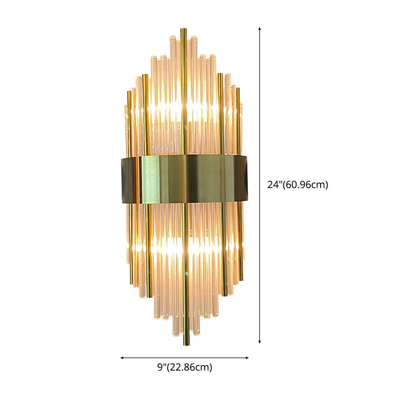 Hexagon Wall Mounted Light Fixture Modern Style Crystal 2-Lights Wall Lighting in Gold