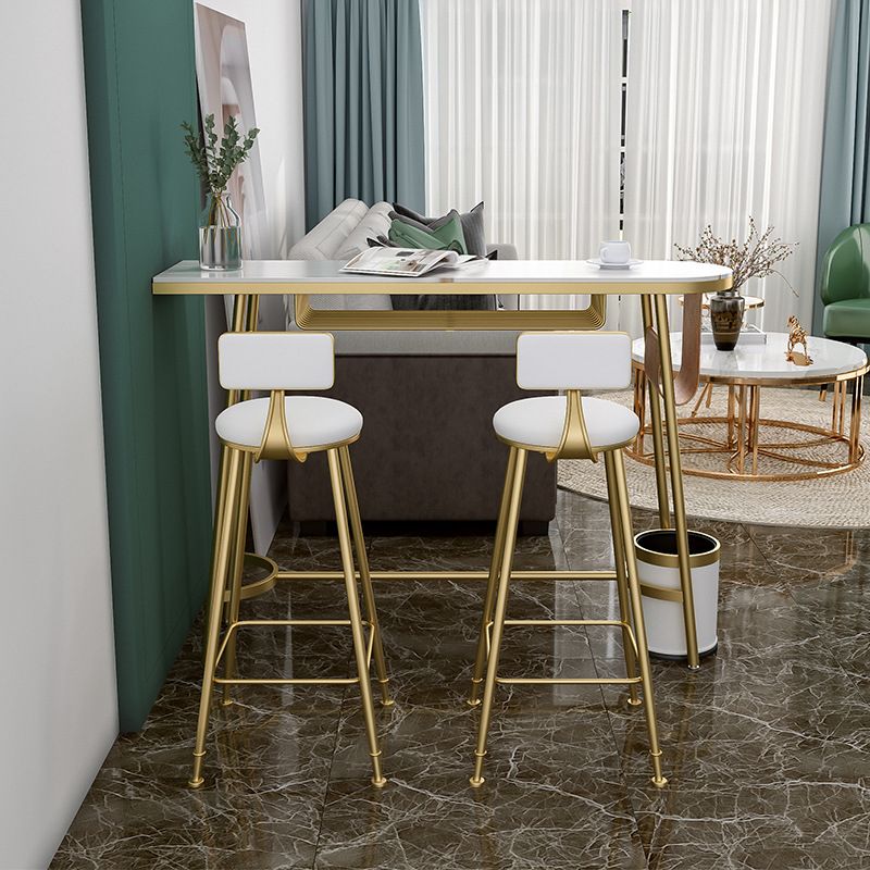 Traditional Luxury Stone Bar Table Bistro Bar Desk with Trestle Base