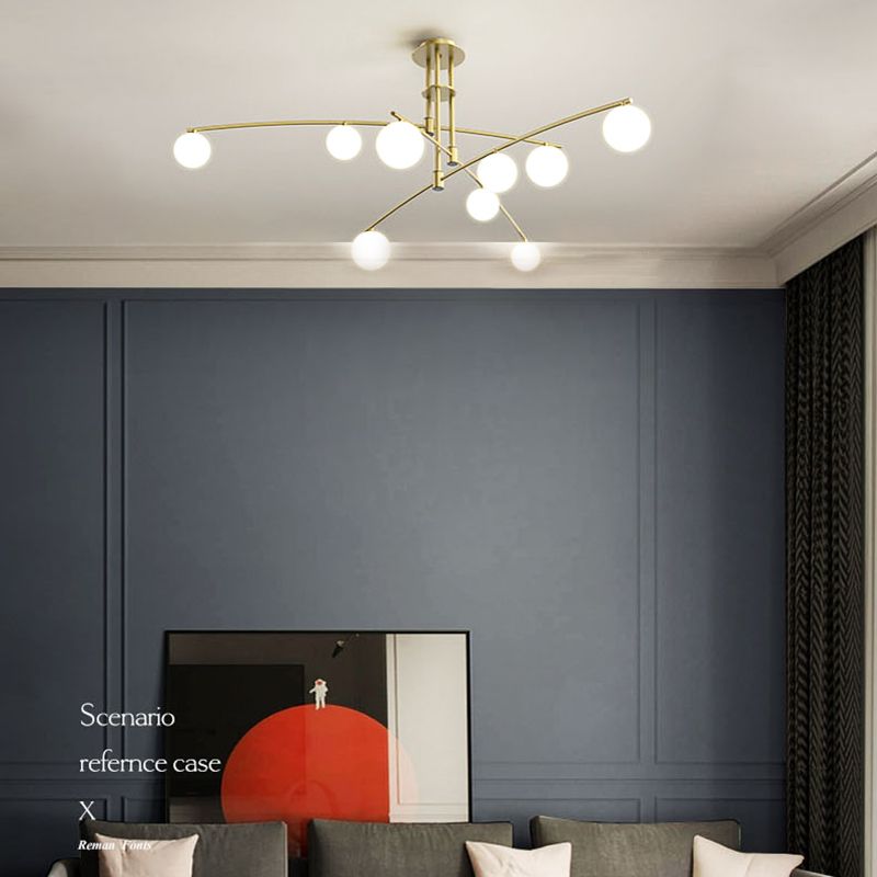 Sfere d'oro lampadario lampada lampada a luci multilumi in vetro contemporanei