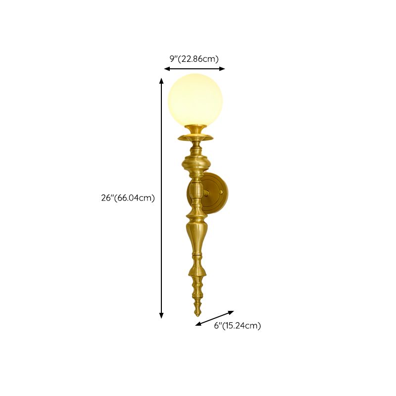Ball Shape Metal Wall Light Modern Style 1 Light Wall Light Sconce in Gold