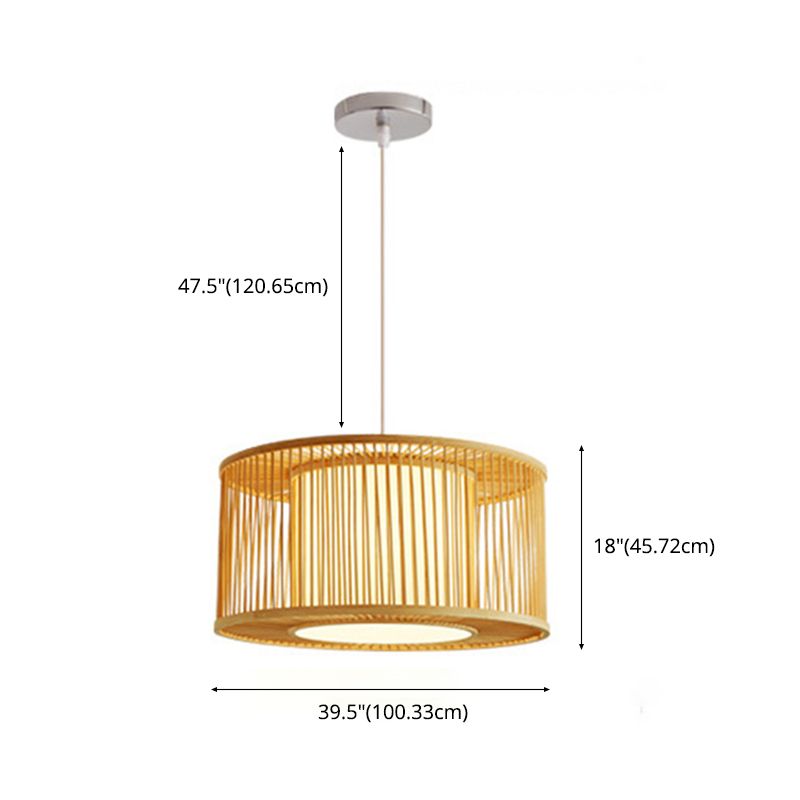 Bamboo Down Lighting Pendant Asia 1-Light Ceiling Light for Dining Room