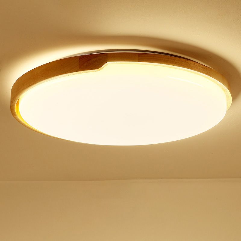 Ultra-Thin Round Bedroom LED Flush Mount Light Wood Simplicity Flush Mount Ceiling Light