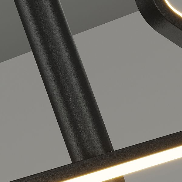 Linear Island Lighting Modern Metal 4 Light Island Light Fixtures in Black