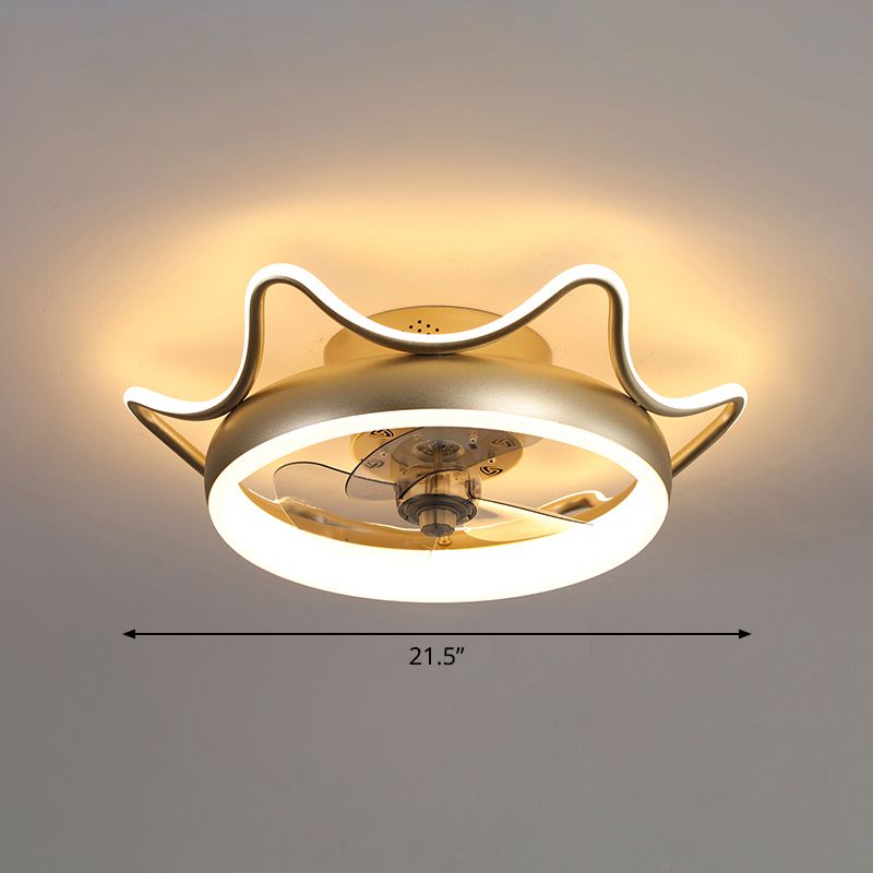 3 Blades Circle Metal Deckenventilator Leuchte minimalistische Gold -LED -Halbblüte -Leuchte mit Fernbedienung