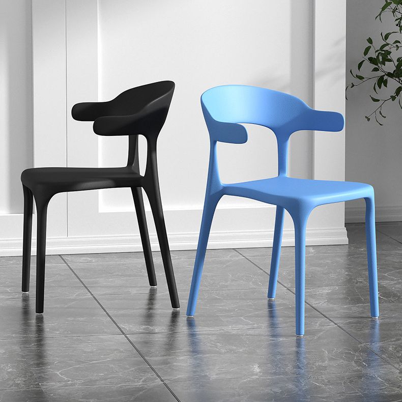Home Stacking Dining Chair Armless Open Back Plastic Side Chair