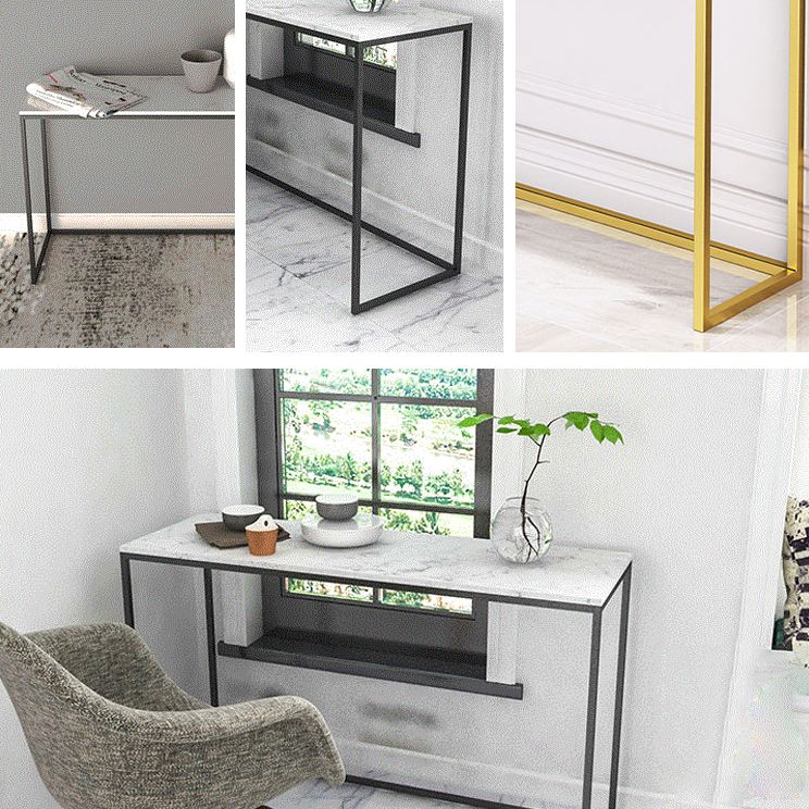 Glam Marble Iron Rectangle Sofa Table Stain Resistant Frame Console Table