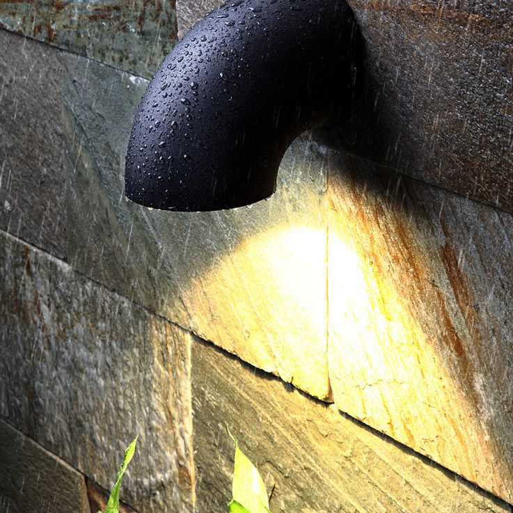Matte Black Plumbing Pipe Wall Lamp Industrial Metal Courtyard LED Wall Sconce Light