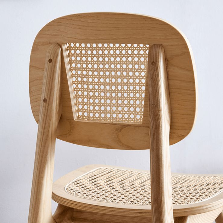 Chaise de salle à manger traditionnelle en bois massif, finition mate, chaise latérale de salle à manger à dossier ouvert
