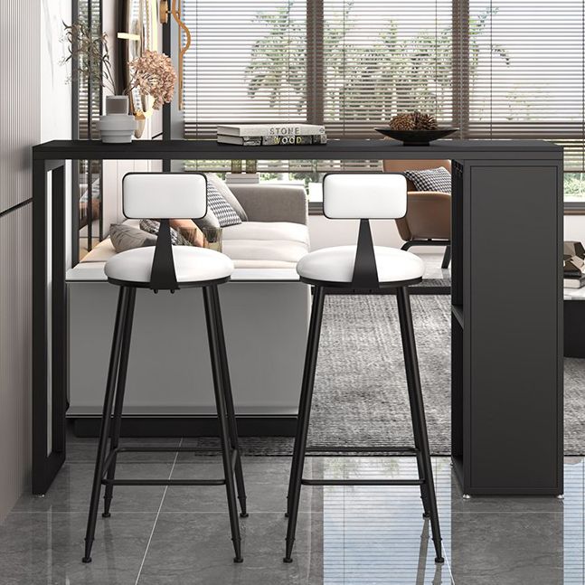 Stone Top Industrial Cocktail Bar Table with Storage Rectangle Counter Table