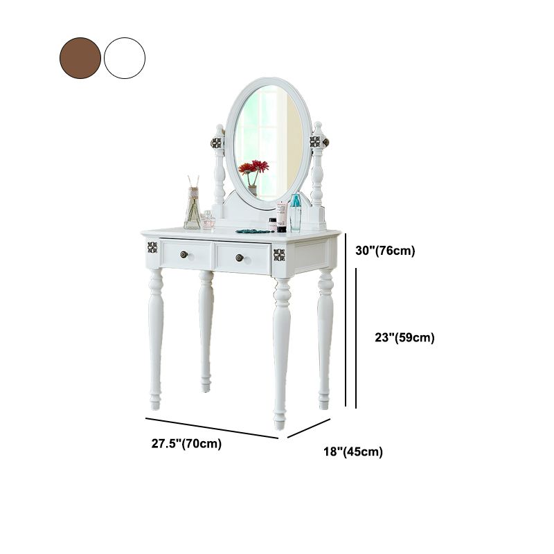 Traditional Makeup Vanity Desk Table with Drawer in Brown for Bedroom
