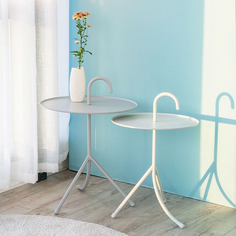 Round Metal Side Table with 3 Legs Base in Medieval Modern Style