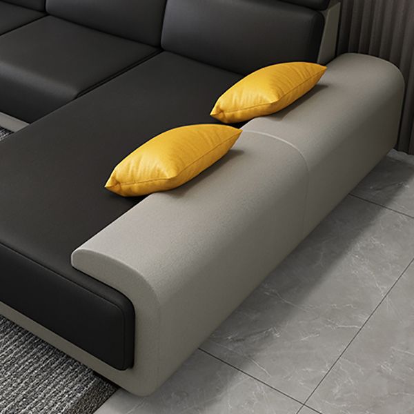 Contemporary Faux Leather Sectional Sofa Pillow Top Arm Cushions Seating for Living Room