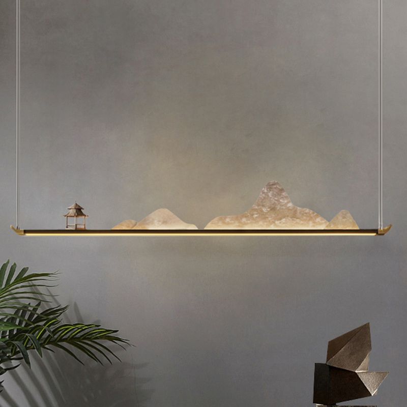 La lampe de lustre en métal moderne pendante île LED linéaire pour la salle de thé