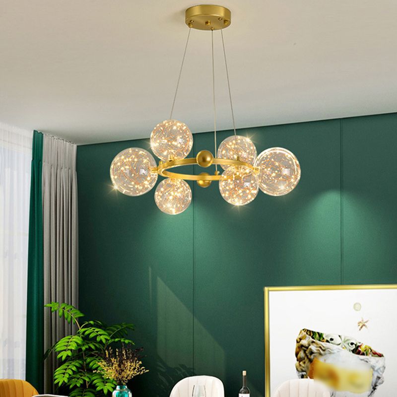 Multi Lights Ball Pendant Chandelier Modern Style Glass Hanging Lamps