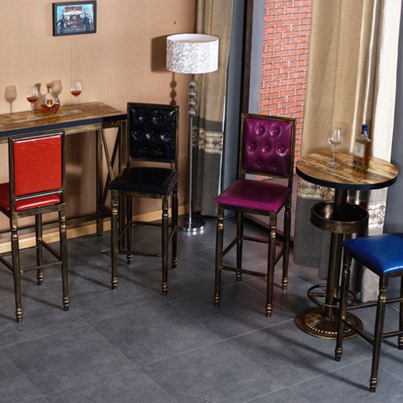 Distressed Bronze 29.5" H Barstool Industrial Indoor Tall Stool with Square Seat