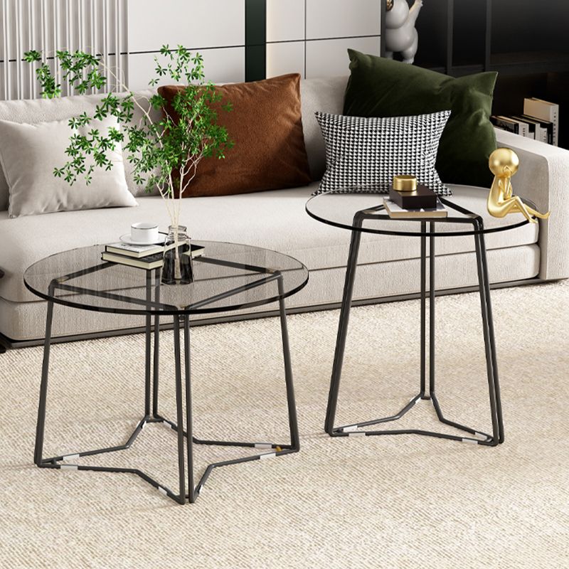 Frame Nesting Coffee Table Set Modern Round Glass Coffee Table