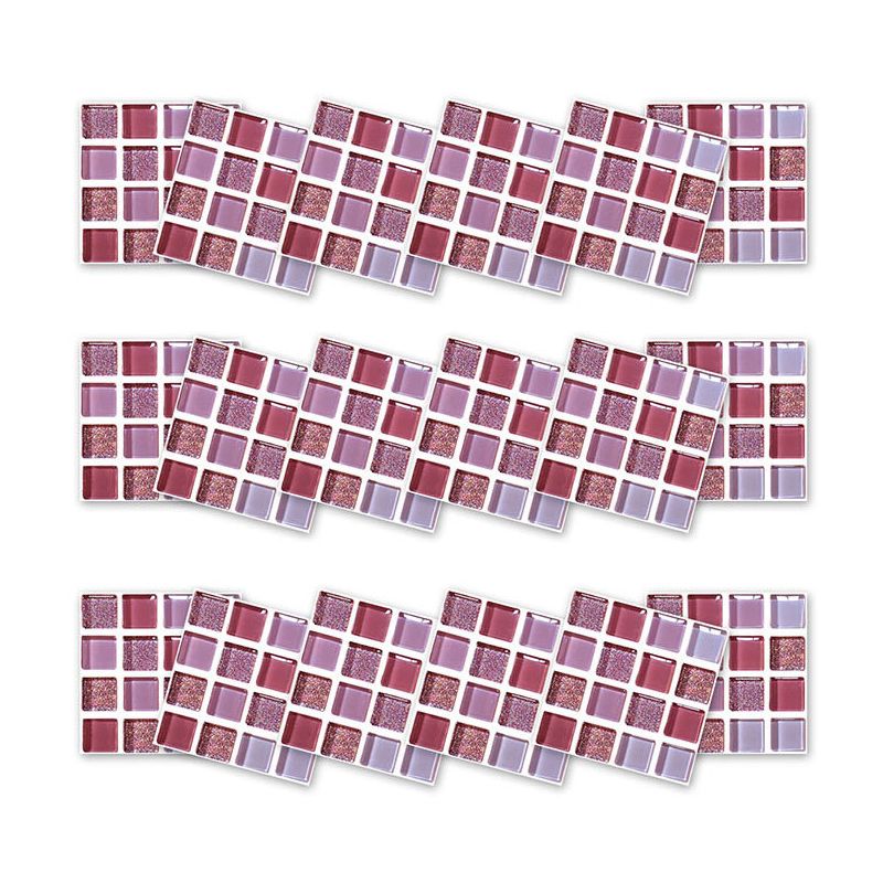 Bohemia Mosaic Tile Peel Wallpapers Purple Bathroom Wall Covering, 5.8-sq ft (54 Pcs)