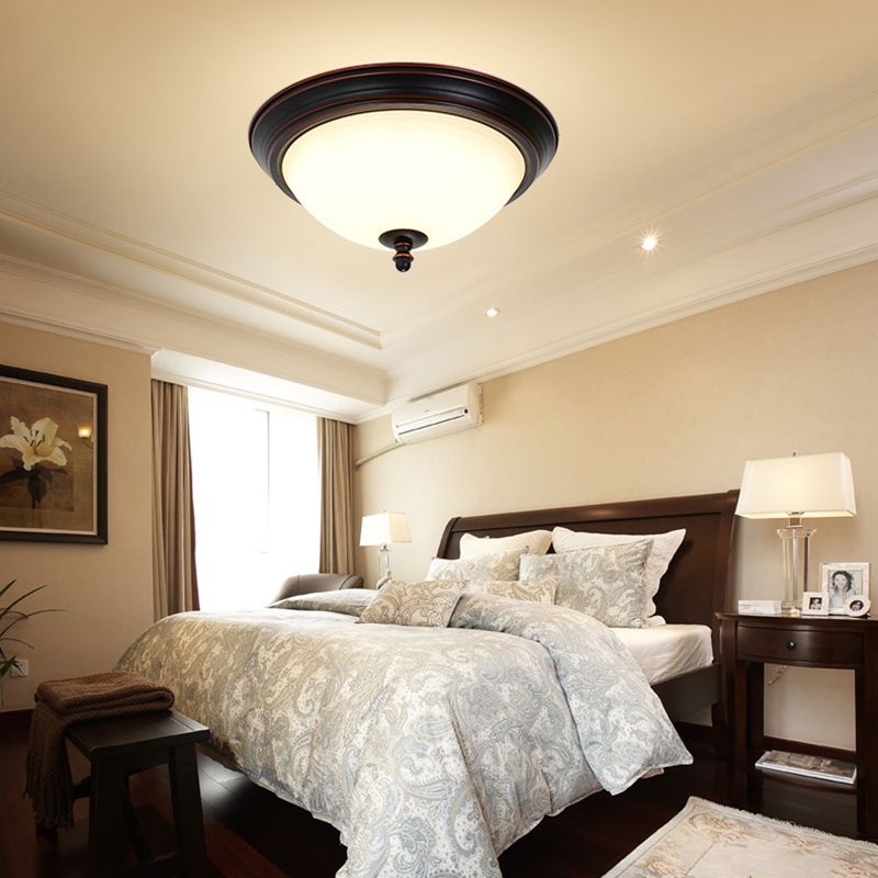Glass Ceiling Mount Light Fixture Bowl-Shaped LED Traditional Flush Mount Ceiling Light Fixture