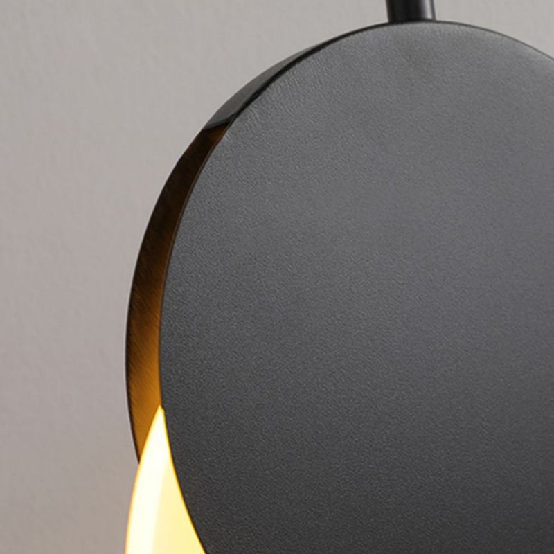 Contemporary Wall Sconce Circle Sconce Lighting in Black for Bedroom
